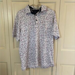 Men's firework 4th of July golf Shirt size medium super soft athletic material